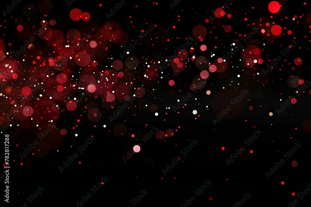 Abstract red bokeh on black background,  Christmas and New Year concept