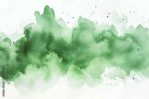 Abstract green watercolor splash on white paper background,  Digital art painting
