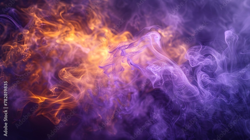 abstract black fire texture on a dark purple and yellow background	