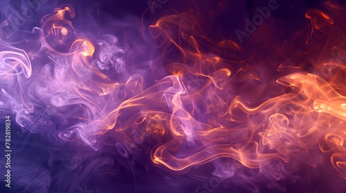 abstract black fire texture on a dark purple and yellow background 