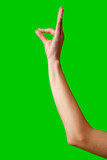 Hand Gesturing Okay Sign Against a Vibrant Green Background
