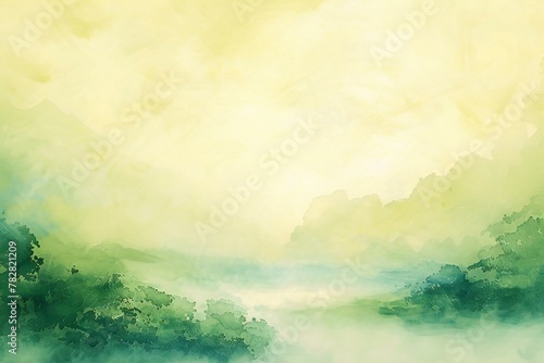 Abstract watercolor background, Digital art painting, Landscape with fog