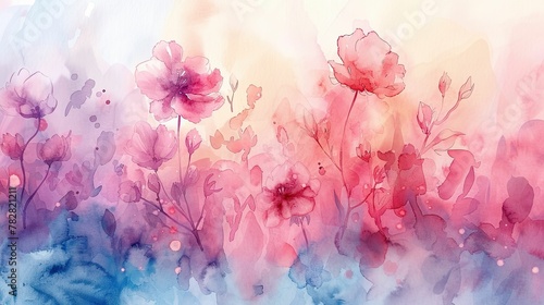Watercolor floral background. Hand drawn illustration with watercolor flowers