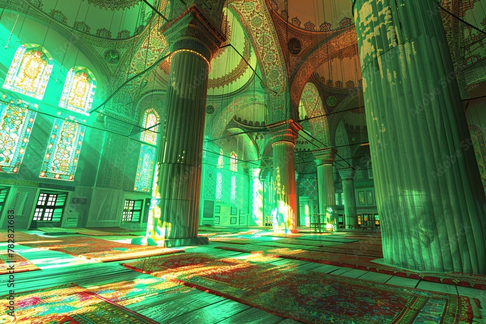 Interior view of Suleymaniye Mosque, Istanbul, Turkey