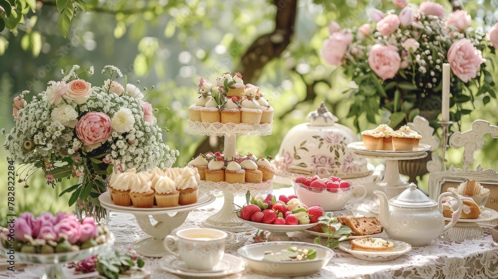 Enchanting Garden Tea Party with Homemade Cakes and Floral