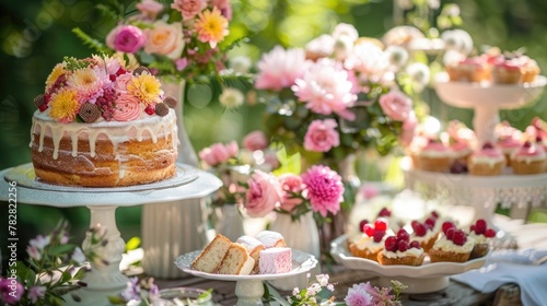 Delightful Homemade Cakes and Floral at a Charming Garden Tea Party