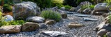 Meticulously Arranged Rock Garden With Harmonious Blend of Natural Elements and Verdant Foliage