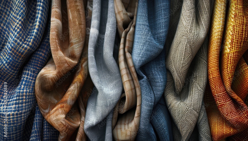 Fabric Textures, High-resolution textures of different fabrics such as denim, linen, silk, or wool, providing tactile depth and realism to digital designs