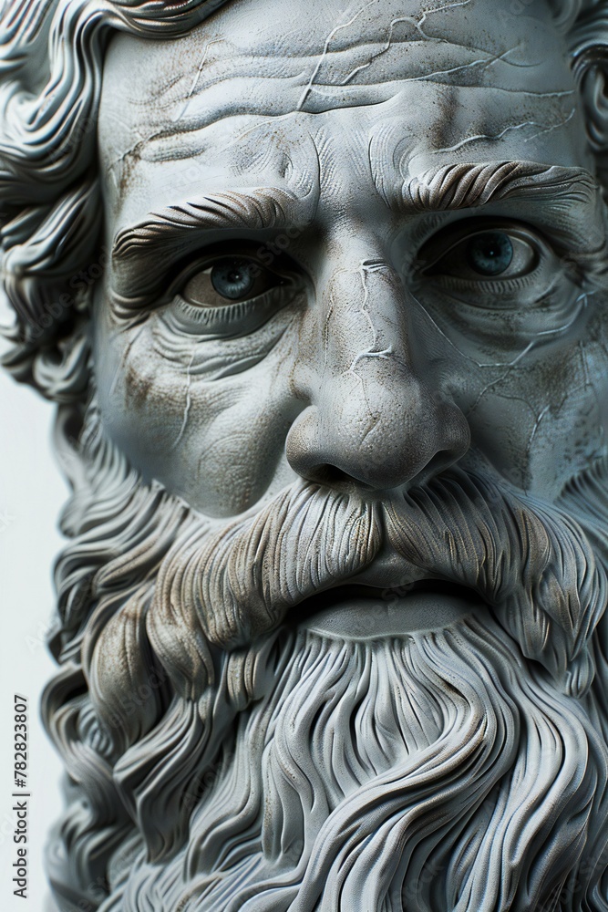 Close-up of the face of the ancient Greek god Zeus