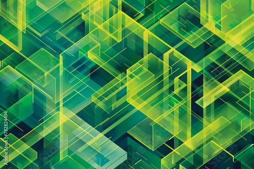 Abstract green background with some cubic elements in it,  illustration