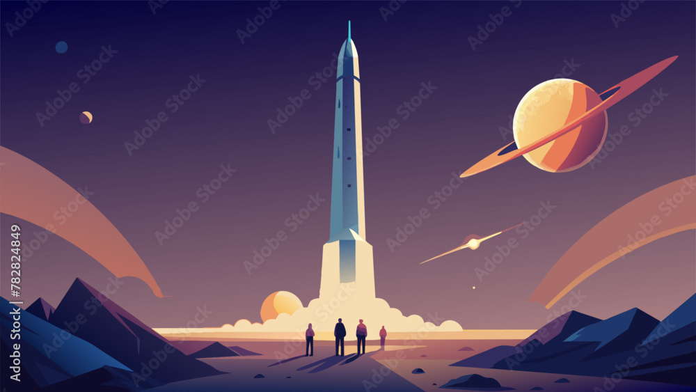 Φωτογραφία Against the backdrop of a dazzling galaxy the Pillar of Progress stands tall a t