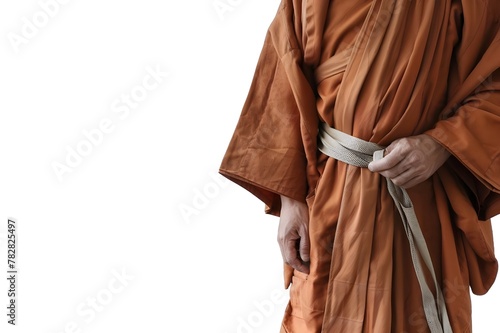 "Elegant Monk Robe Costume White Background"