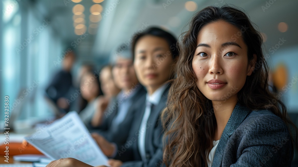 Obraz premium Businesswoman Leading a Meeting in Modern Office
