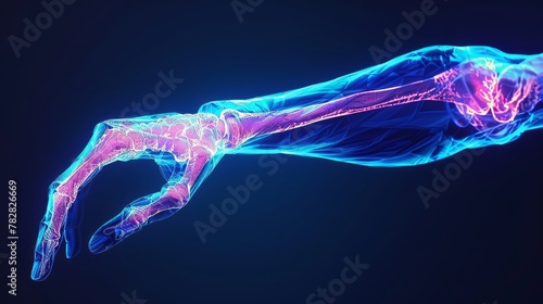 3d x-rat of elbow bone. Highlighting on the joint part. Medical reference 