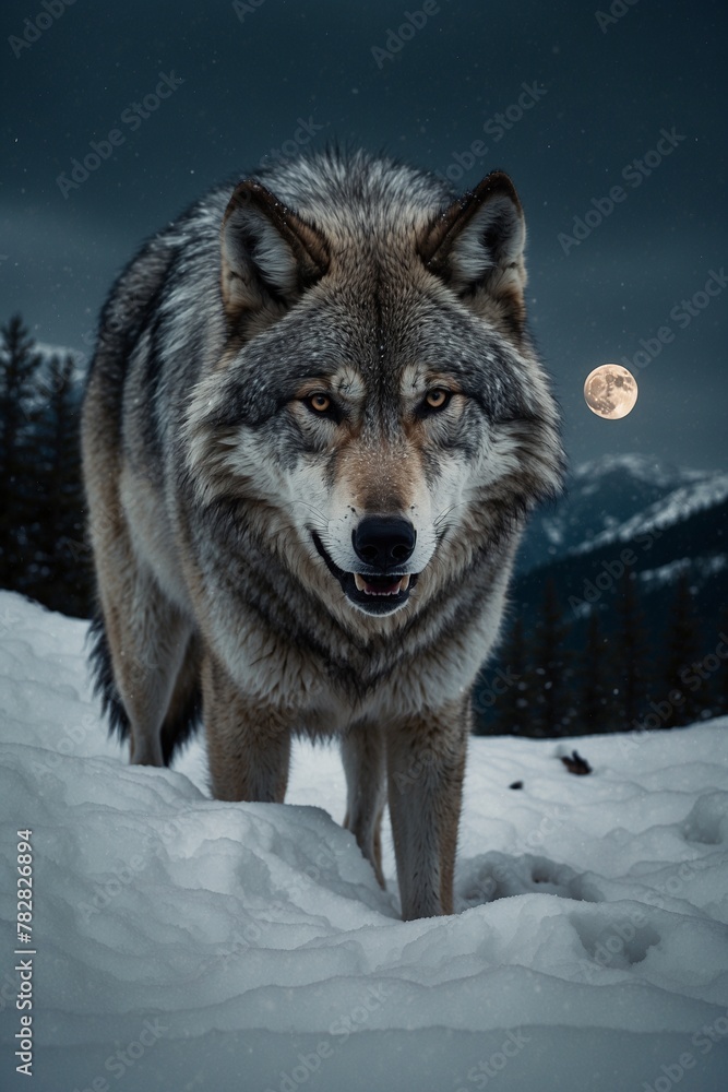 wolf,wolf, animal, snow, winter, mammal, wildlife, wild, nature, gray, predator, fur, forest, grey, zoo, head, face, animals, gray wolf,moon