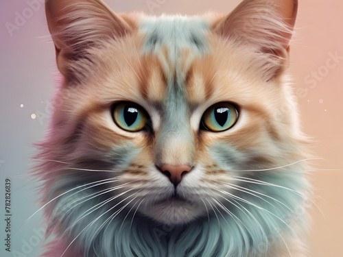 Amazing Art Cat animal abstract wallpaper in pastel colors