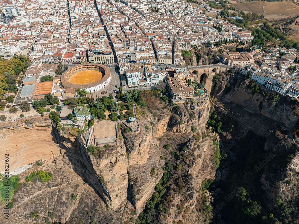 Φωτογραφία Aerial view of Ronda, an ancient town along the cliff in Spain.