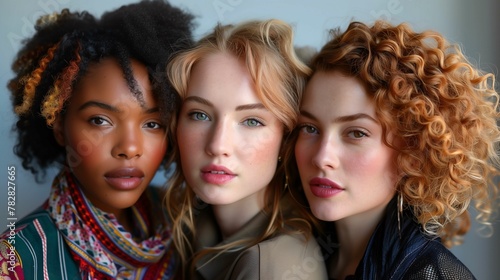 Portrait of Diverse Women Group with Different Hairstyles