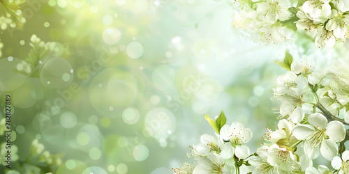 White spring flowers panorama blooming cherry spring nature background Abstract nature background with white flowers and multicolored bokeh Beautiful Branch Of Blossoming Tree In Spring Background