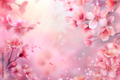 close up of sakura flowers on pink background © Di Studio