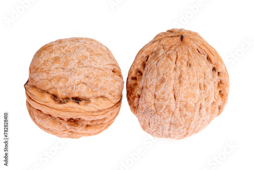 Walnuts are isolated on a white background,