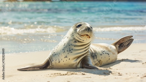 seals on the beach in galapagos islands, Ecuador - nature background,holiday concept