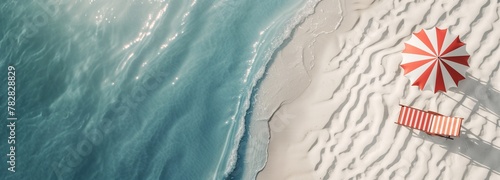 top view of incredible beach with azure water and white sand. the soothing sound of the waves while sunbathing on holiday helps you relax