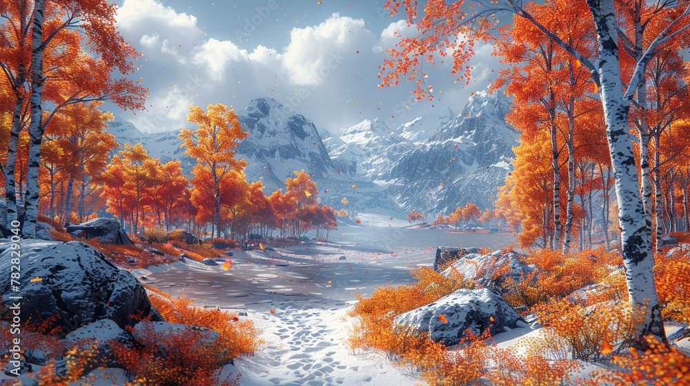 Use textures and colors to convey the changing seasons within your 3D landscape.