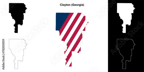 Clayton County (Georgia) outline map set photo