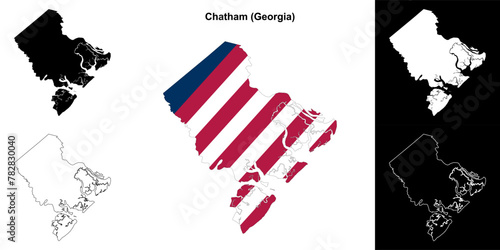 Chatham County (Georgia) outline map set photo