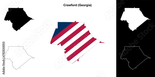 Crawford County (Georgia) outline map set photo