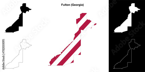 Fulton County (Georgia) outline map set photo