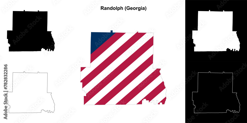 Naklejka premium Randolph County (Georgia) outline map set