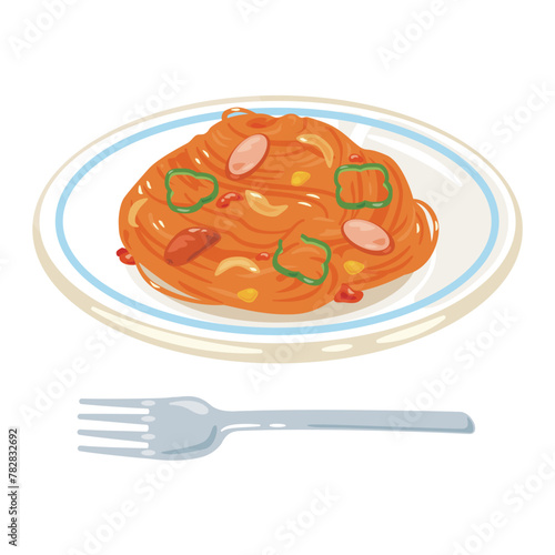 皿に盛られたナポリタンパスタ