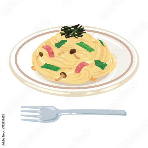 皿に盛られた和風パスタ