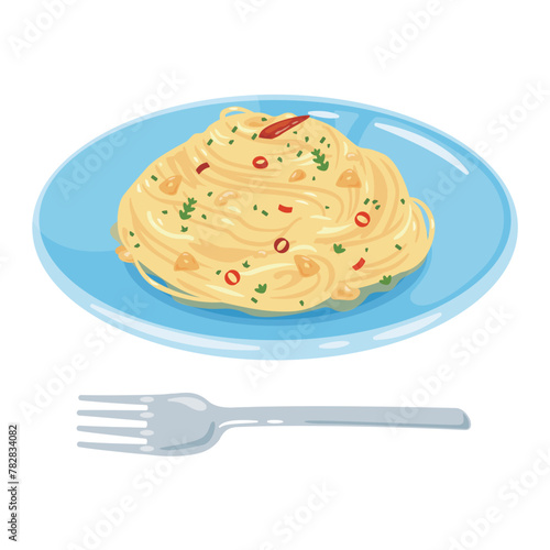 皿に盛られたペペロンチーノパスタ