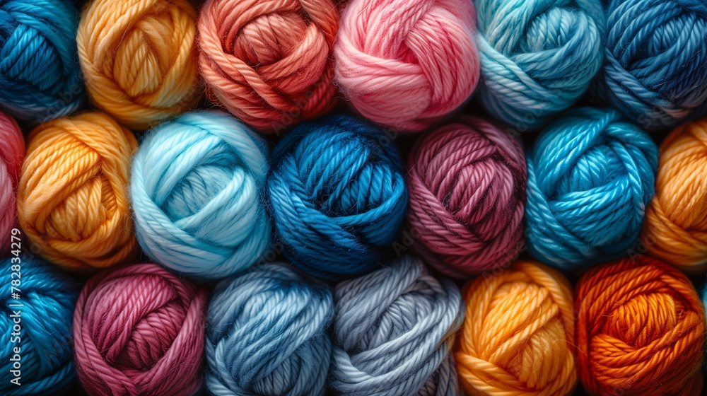 Colorful Wool Yarn Balls in Close-Up Colorful Wool Yarn Balls in Close-Up