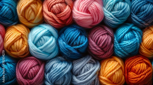 Colorful Wool Yarn Balls in Close-Up