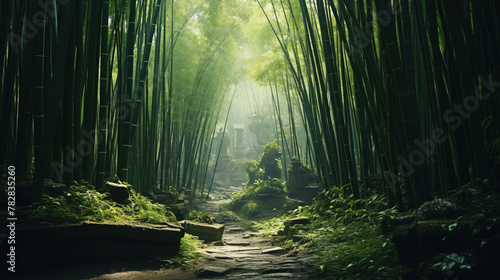 bamboo forest in the morning.