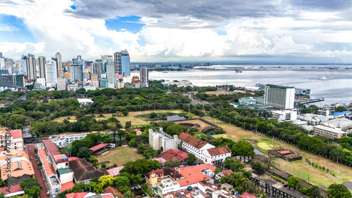 Beautiful cityscape of Manila, Philippines taken by drone 
