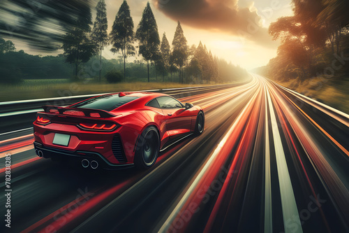 The Rapid Roadster: A Red Sports Car’s High-Speed Adventure on Open Roads © 7day