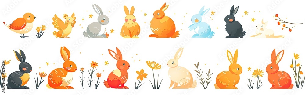 Easter Banner Illustration Vector Set with Green Silhouette of Easter Eggs and Bunny Isolated on White Background Easter Banner Illustration Vector Set with Green Silhouette of Easter Eggs and Bunny Isolated on White Background