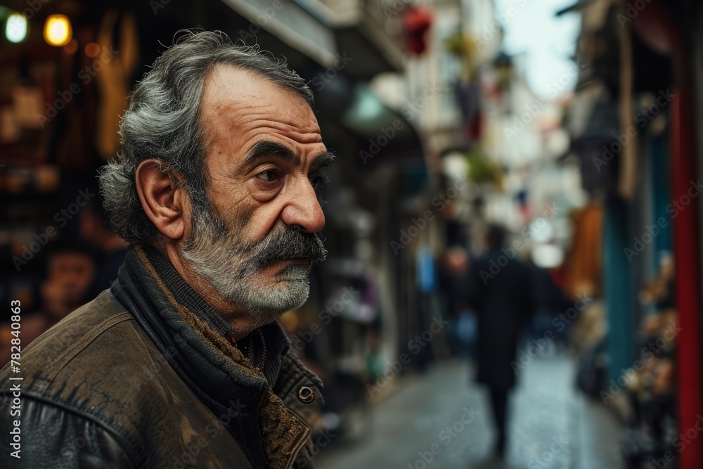 Portrait of an old man with gray beard on the street in Istanbul, Turkey Portrait of an old man with gray beard on the street in Istanbul, Turkey