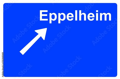 Illustration eines Autobahn-Ausfahrtschildes mit der Beschriftung "Eppelheim" 