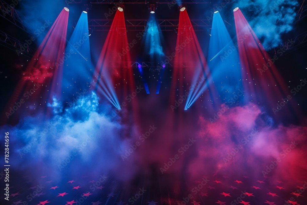 Dramatic Stage Lighting With Red and Blue Lights at a Live Concert