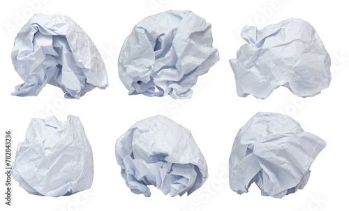 Balls made of crumpled paper and discarded papers