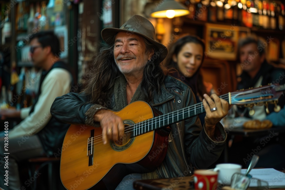 Man Playing Guitar at Bar Man Playing Guitar at Bar