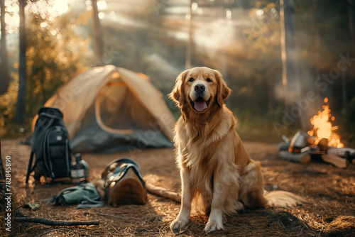 golden retriever camping