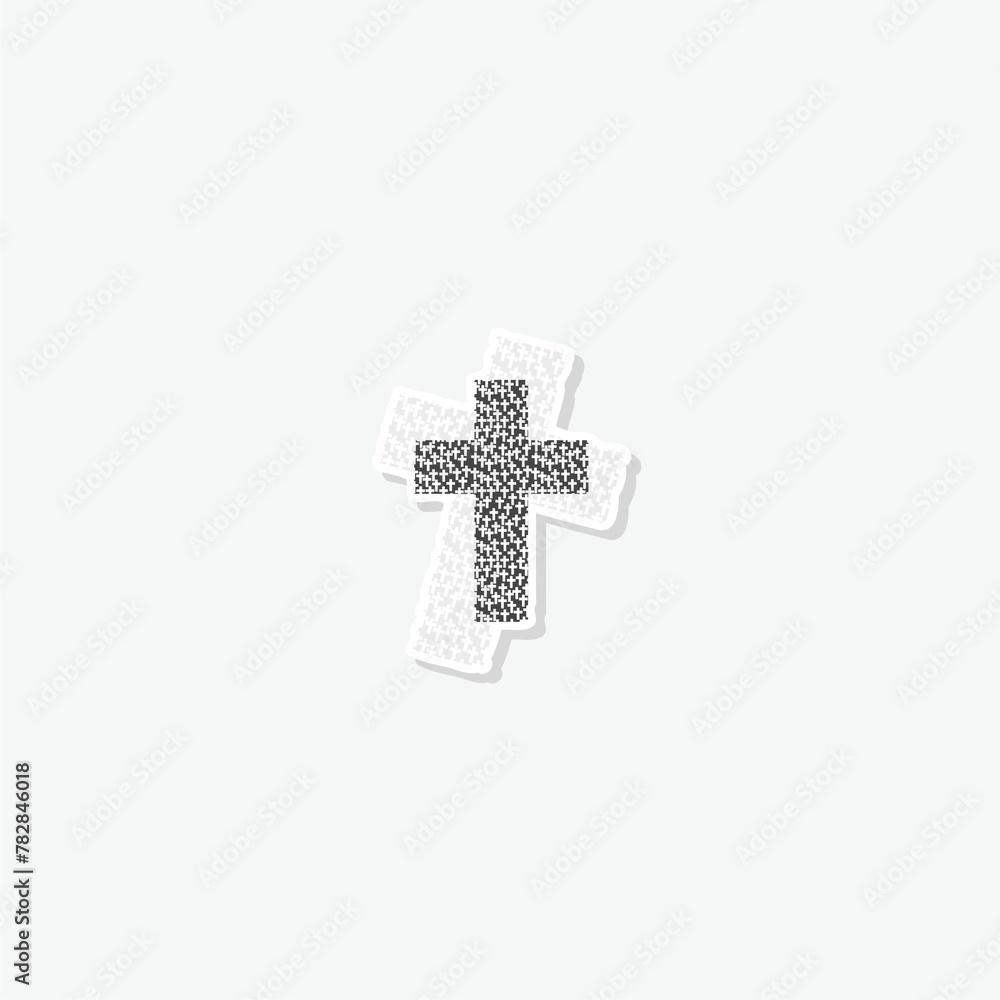 Fototapeta premium Christian cross icon sticker isolated on gray background