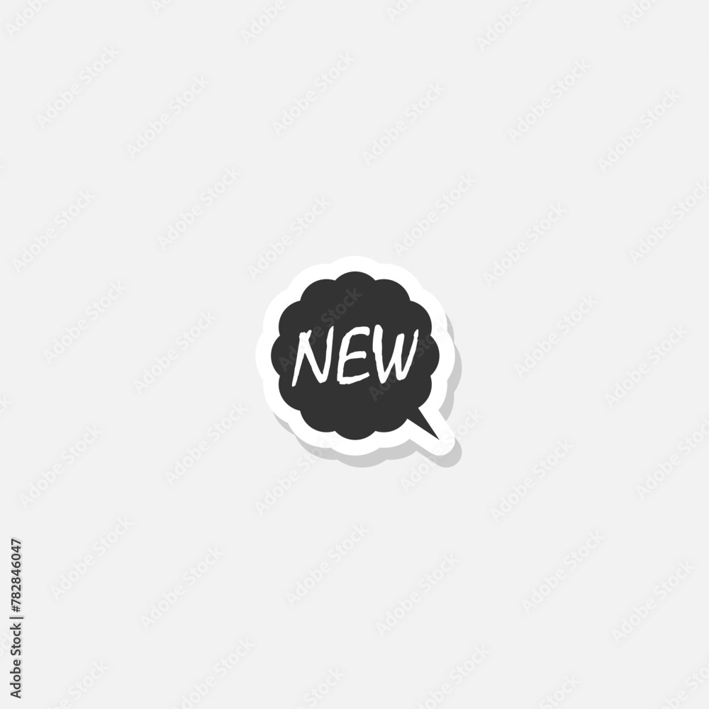 New icon. Speech bubble sticker isolated on gray background New icon. Speech bubble sticker isolated on gray background